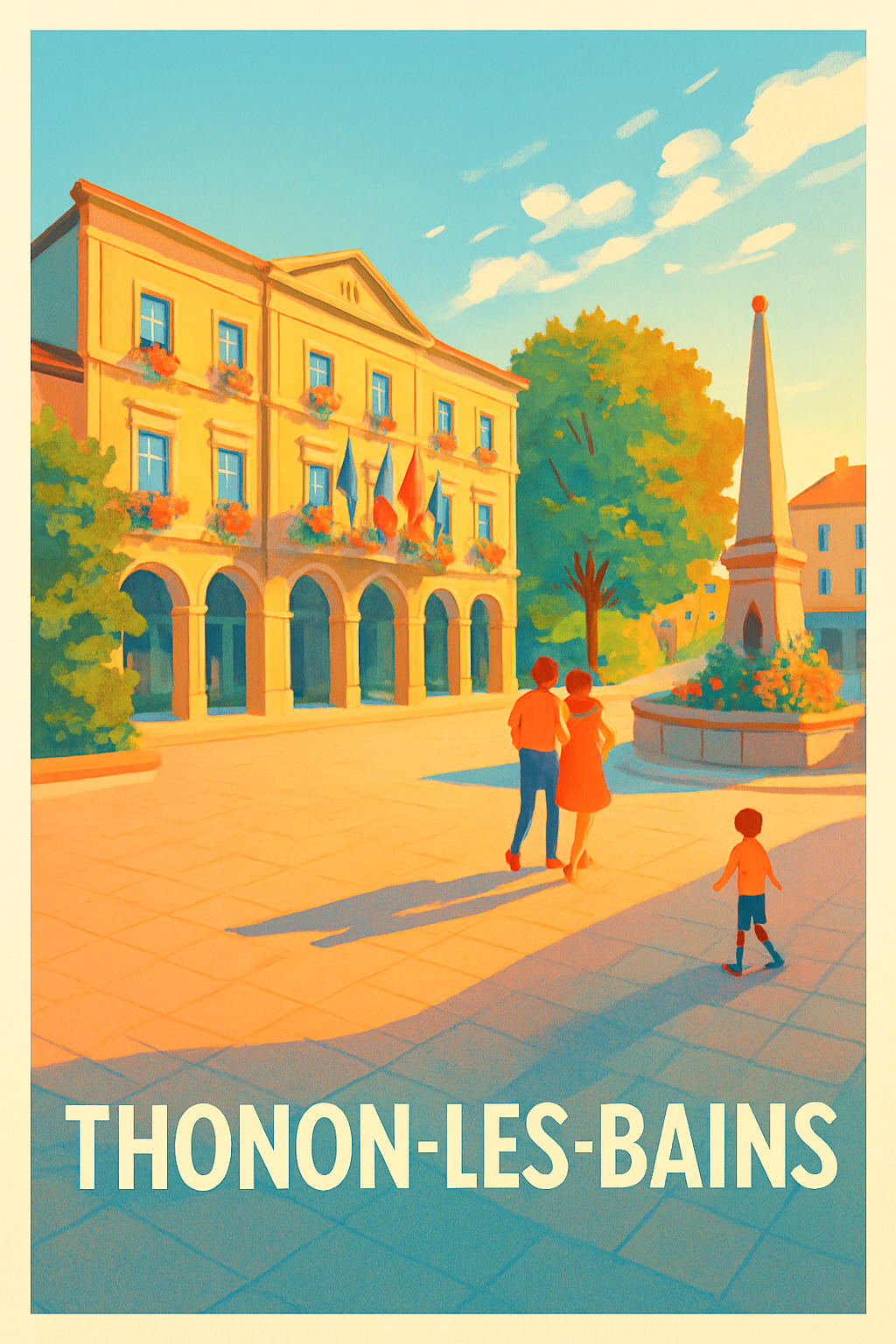 Haute-Savoie France Pas de Cadre / 20 × 30cm Affiche de Thonon-les-Bains - Lumières et douceur au cœur de la ville