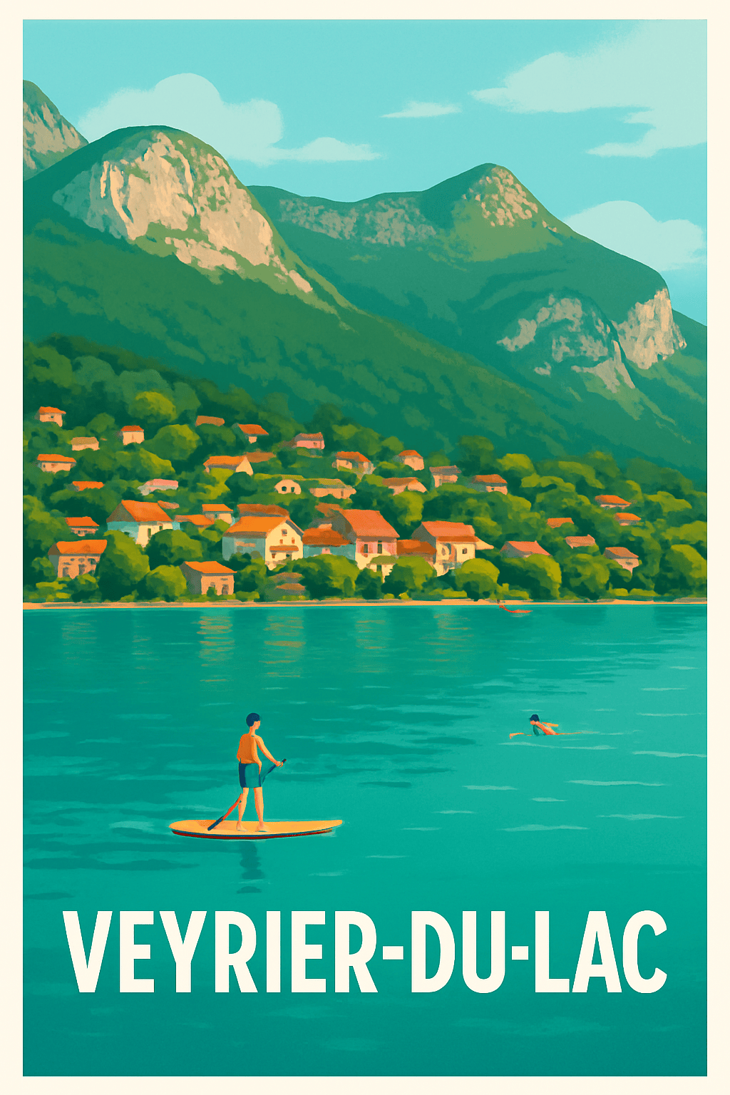 Haute-Savoie France Pas de Cadre / 20 × 30cm Affiche de Veyrier-du-Lac - Évasion et Sérénité au Bord du Lac