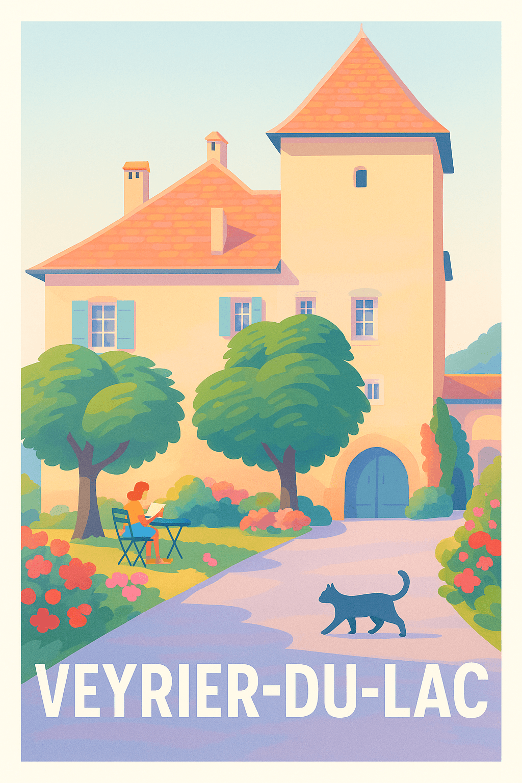 Haute-Savoie France Pas de Cadre / 20 × 30cm Affiche de Veyrier-du-Lac - Sérénité au bord du lac