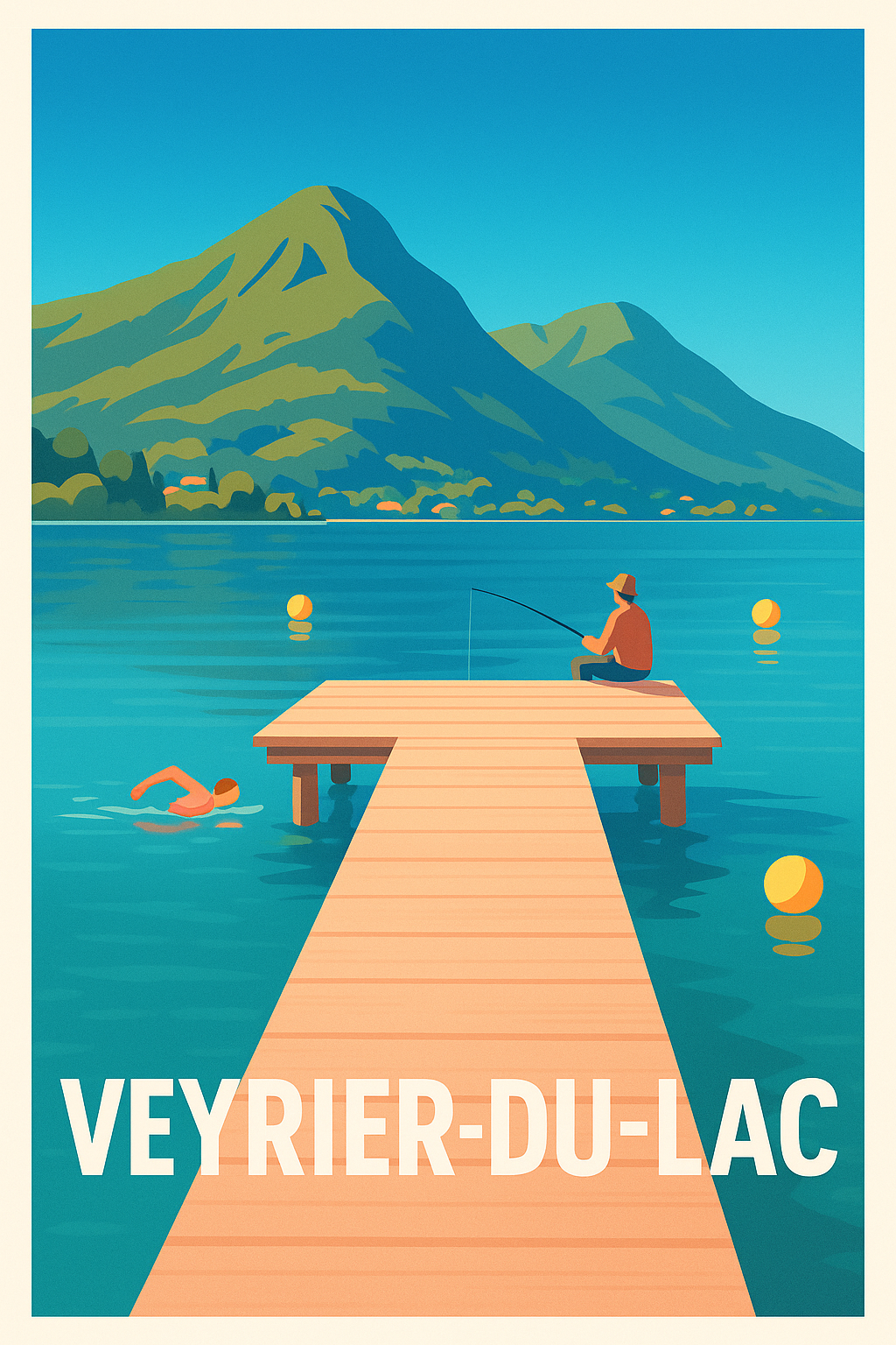 Haute-Savoie France Pas de Cadre / 20 × 30cm Affiche de Veyrier-du-Lac - Tranquillité au bord de l'eau