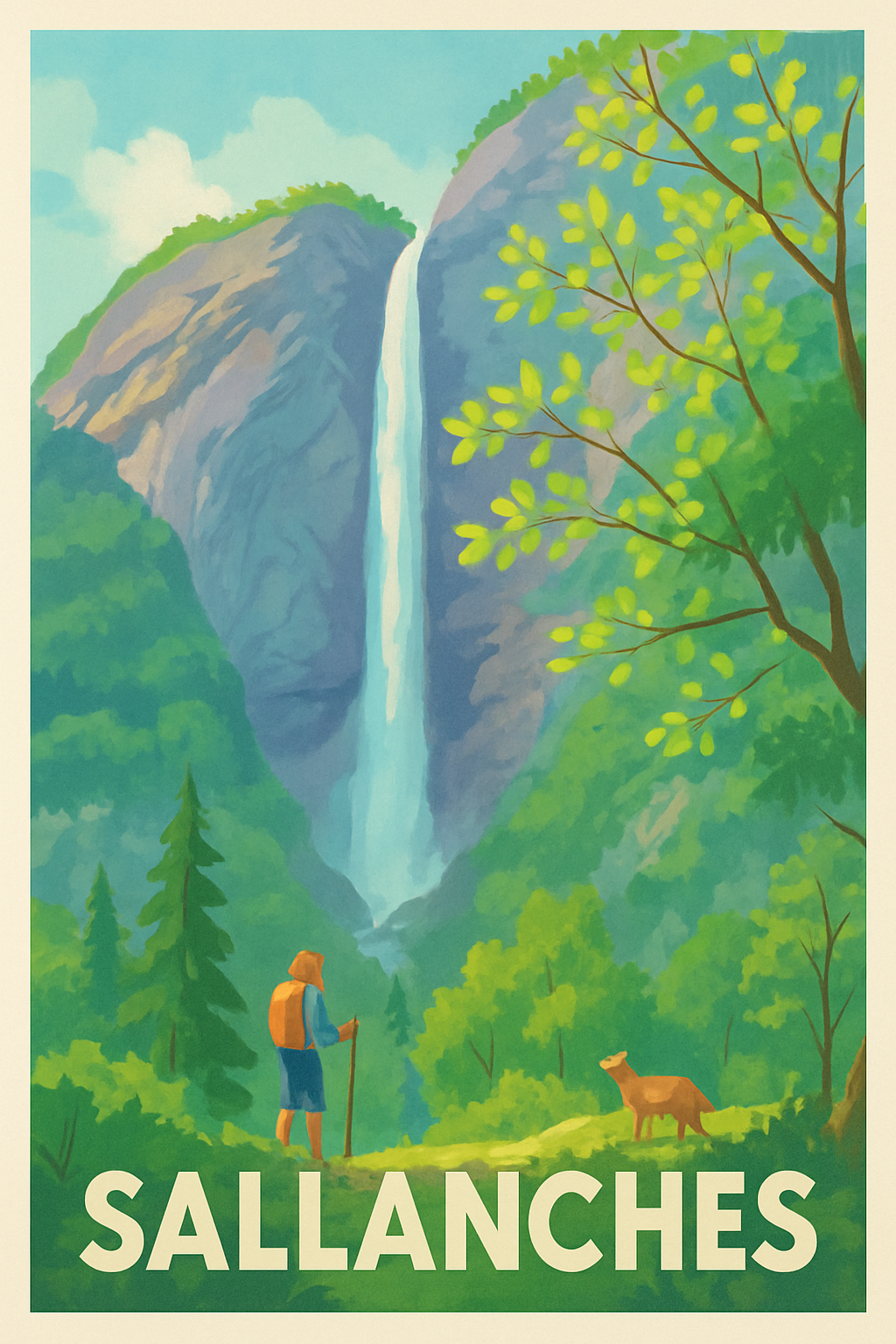 Haute-Savoie France Pas de Cadre / 20 × 30cm Affiche Sallanches - Évasion au cœur des cascades alpines