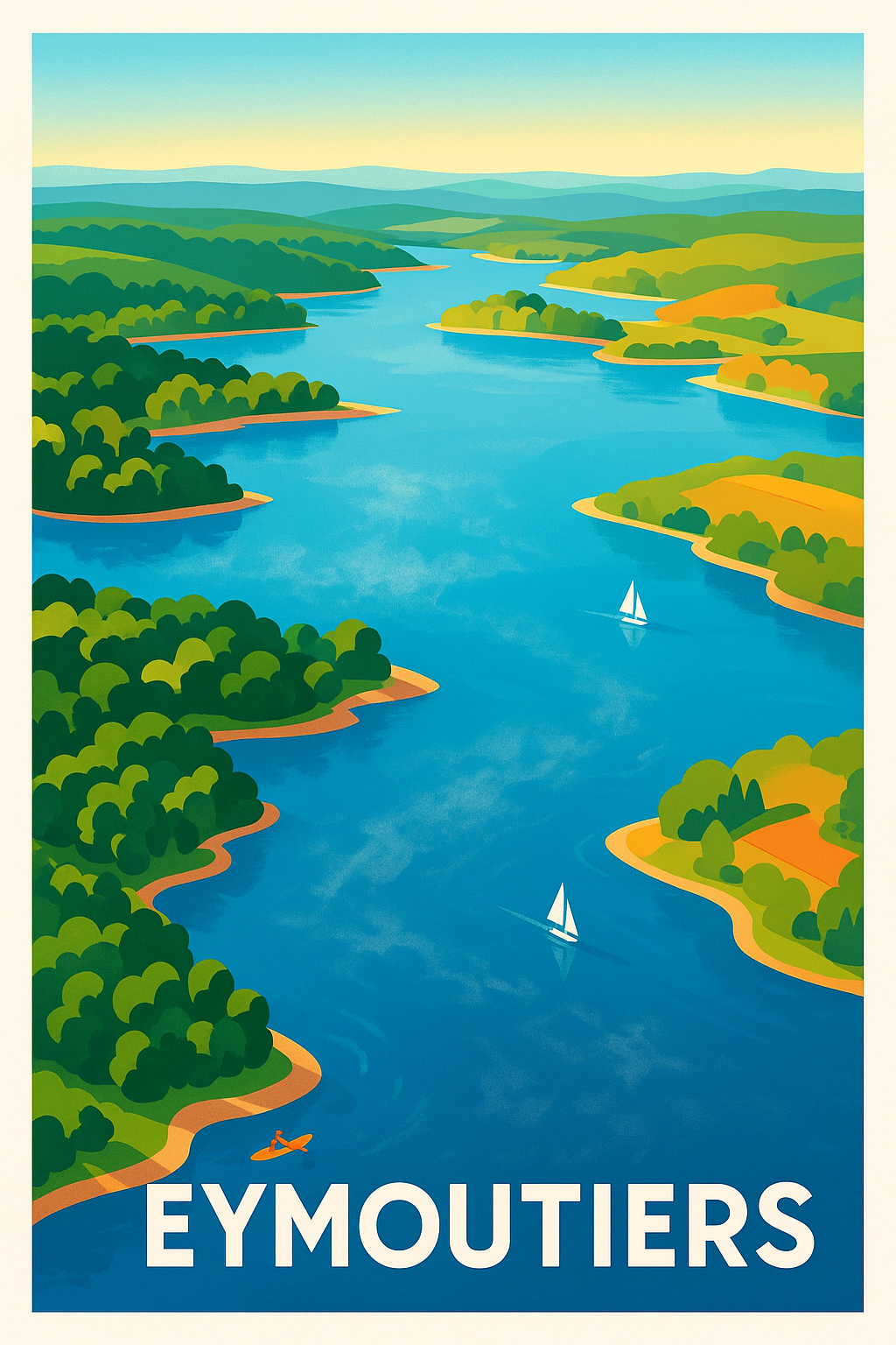 Haute-Vienne France Pas de Cadre / 20 × 30cm Affiche de Eymoutiers - Plongez au cœur d'une nature apaisante