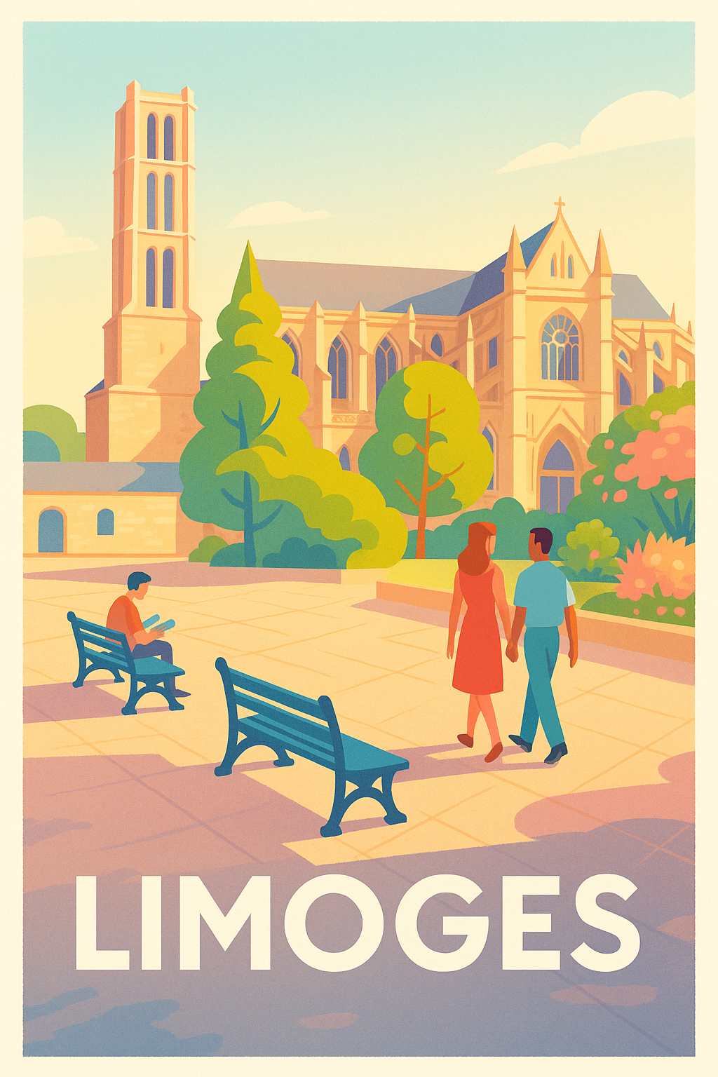 Affiche Limoges — Flânerie au cœur de la ville historique · poster d'art de Limoges