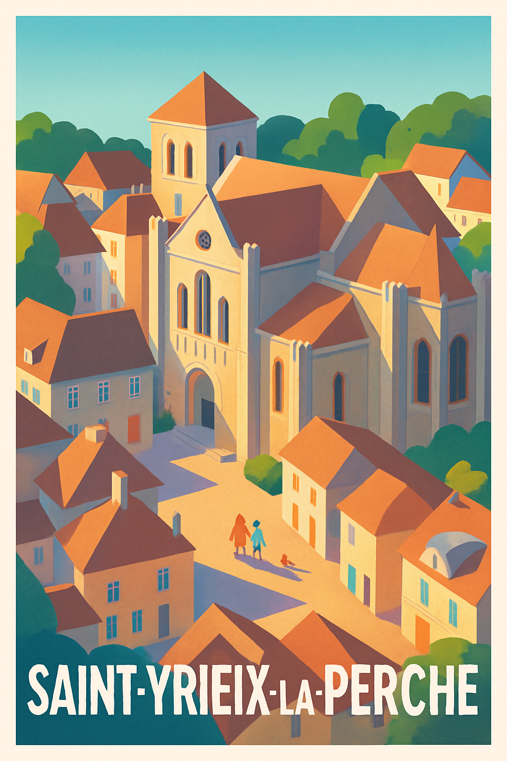 Affiche Saint-Yrieix-la-Perche — Charme intemporel du centre historique · poster d'art de Saint-Yrieix-la-Perche