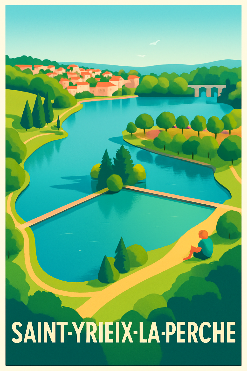 Affiche Saint-Yrieix-la-Perche — Havre de paix au cœur de la nature · poster d'art de Saint-Yrieix-la-Perche