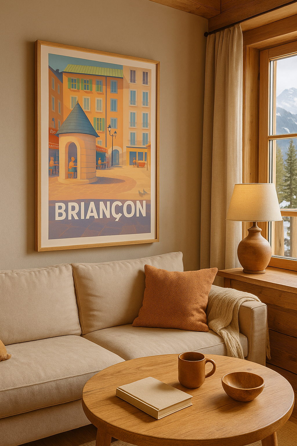 Affiche Briançon — Charme et douceur en terrasse · poster d'art de Briançon