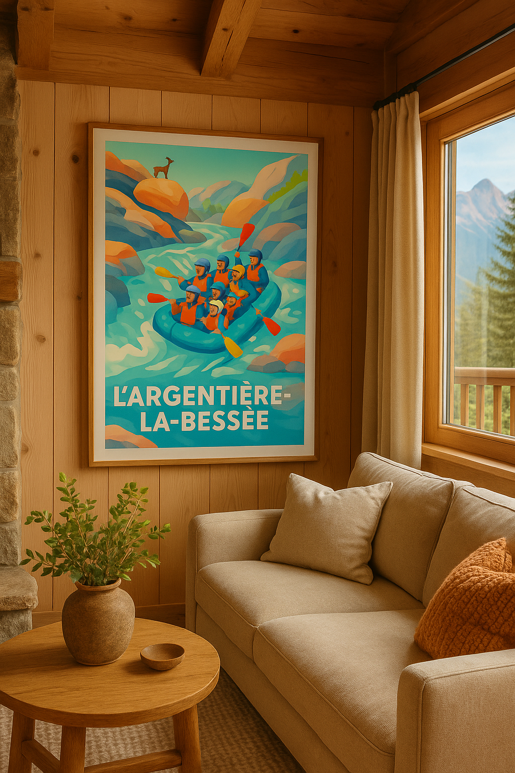 Affiche L'Argentière-la-Bessée — Aventure et sensations fortes en eaux vives · poster d'art de L'Argentière-la-Bessée