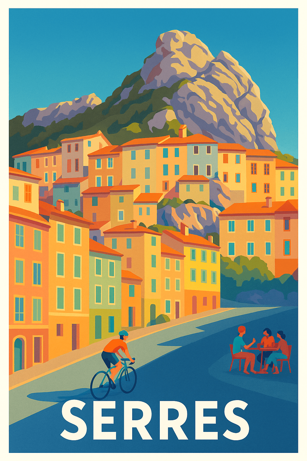 Affiche Serres — Charme lumineux au pied des montagnes · poster d'art de Serres
