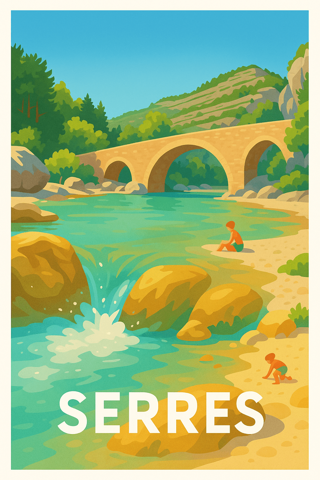 Affiche Serres — Tranquillité au fil de l’eau · poster d'art de Serres