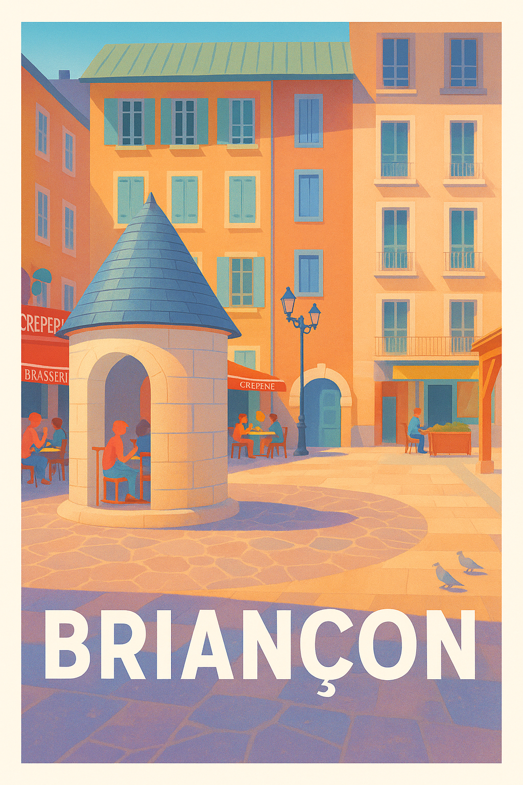 Affiche Briançon — Charme et douceur en terrasse · poster d'art de Briançon