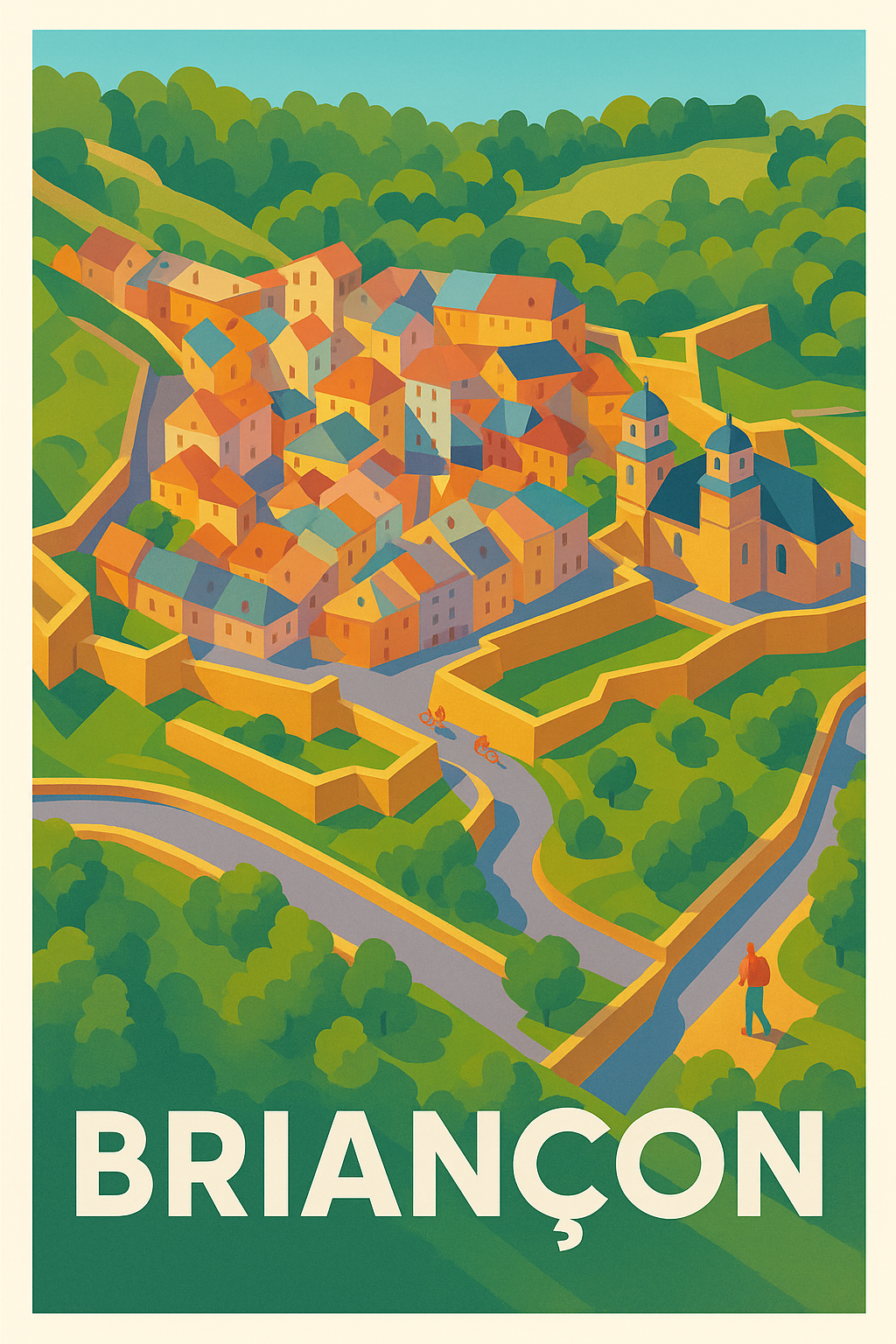 Hautes-Alpes France Pas de Cadre / 20 × 30cm Affiche de Briançon - Évasion colorée au cœur des Alpes