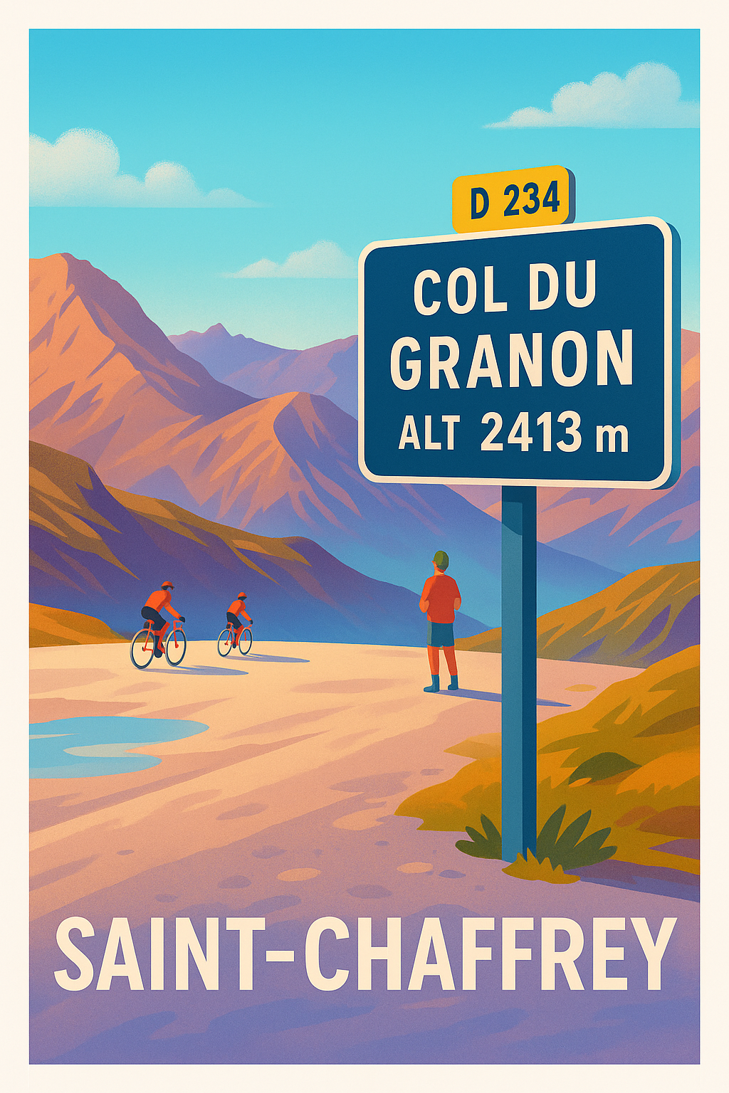 Hautes-Alpes France Pas de Cadre / 20 × 30cm Affiche de Saint-Chaffrey - Escapade alpine au Col du Granon