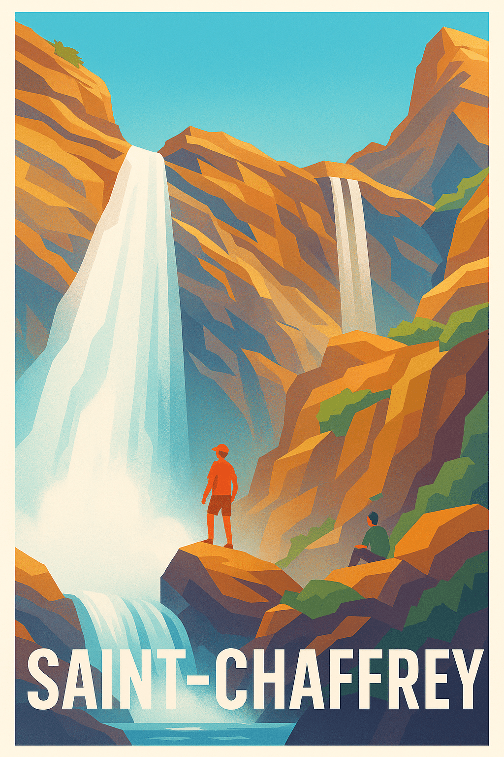 Affiche Saint-Chaffrey — Évasion au cœur des cascades alpines · poster d'art de Saint-Chaffrey