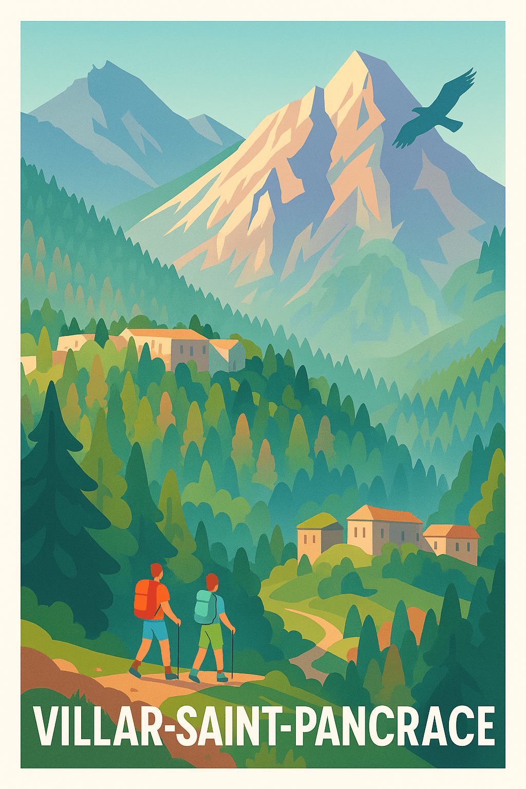 Hautes-Alpes France Pas de Cadre / 20 × 30cm Affiche de Villar-Saint-Pancrace - Évasion montagnarde et nature préservée