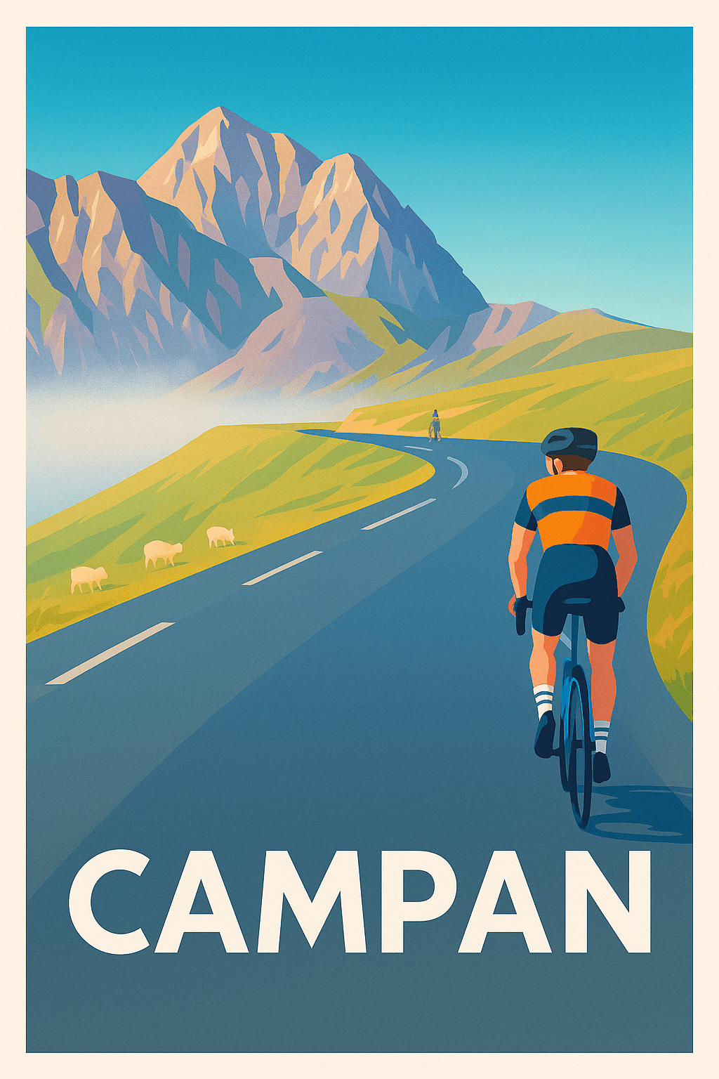 Hautes-Pyrénées France Affiche de Campan - Aventure cycliste au cœur des Pyrénées