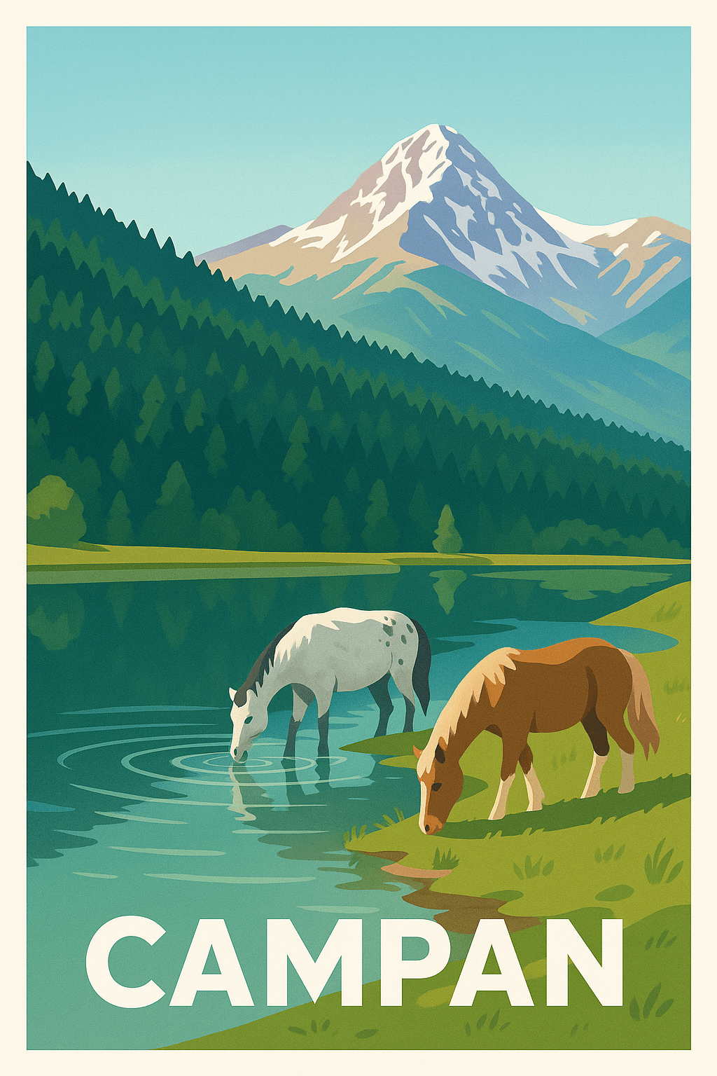 Hautes-Pyrénées France Affiche de Campan - Nature et sérénité au pied des Pyrénées