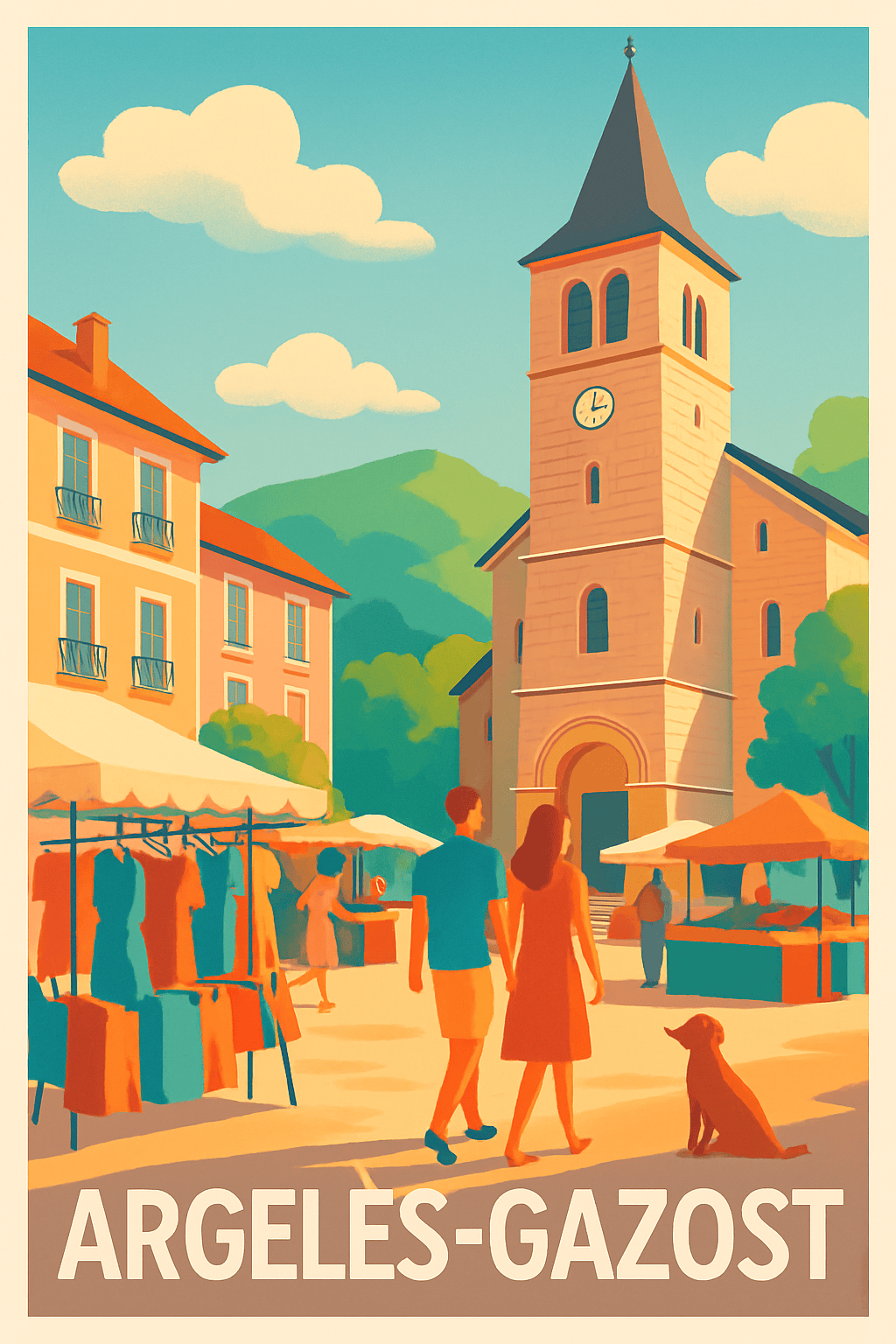 Affiche Argelès-Gazost — Charme et douceur des Pyrénées · poster d'art de Argelès-Gazost