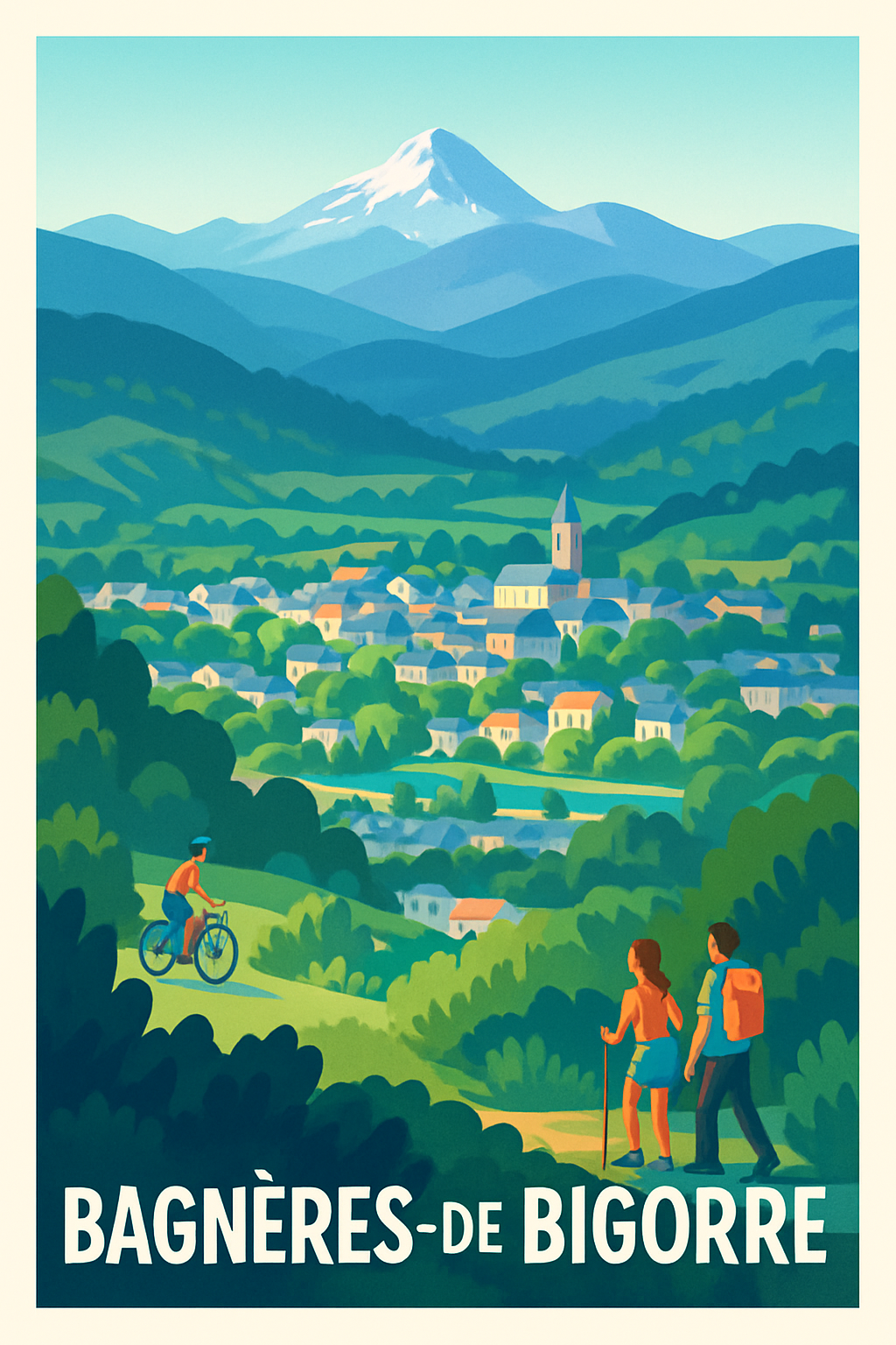 Hautes-Pyrénées France Pas de Cadre / 20 × 30cm Affiche de Bagnères-de-Bigorre - Évasion au cœur des montagnes pyrénéennes