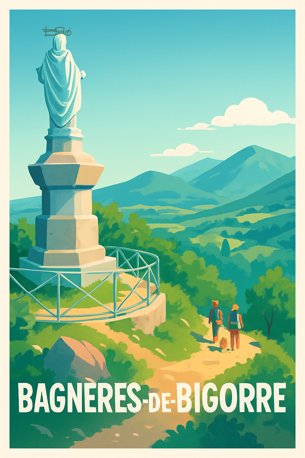 Hautes-Pyrénées France Pas de Cadre / 20 × 30cm Affiche de Bagnères-de-Bigorre - Évasion nature au sommet