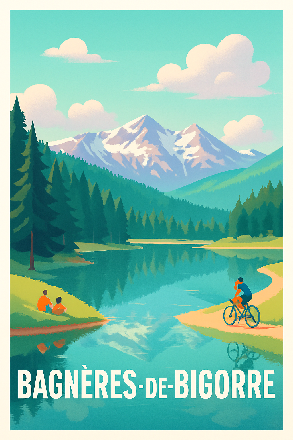 Hautes-Pyrénées France Pas de Cadre / 20 × 30cm Affiche de Bagnères-de-Bigorre - Évasion nature entre lacs et montagnes
