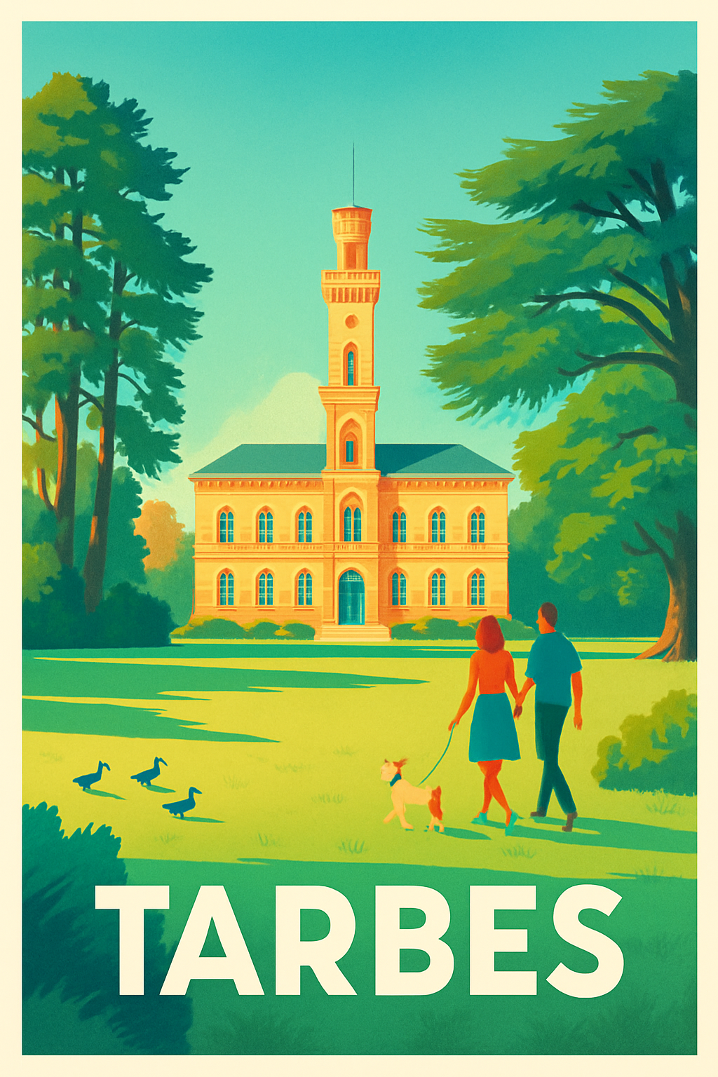 Hautes-Pyrénées France Pas de Cadre / 20 × 30cm Affiche de Tarbes - Charme et sérénité au coeur de la cité