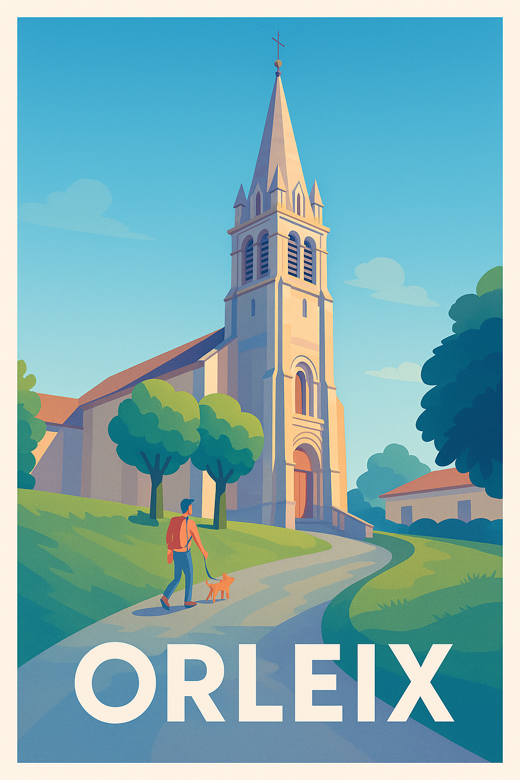 Hautes-Pyrénées France Pas de Cadre / 20 × 30cm Affiche Orleix - Charme paisible et patrimoine remarquable