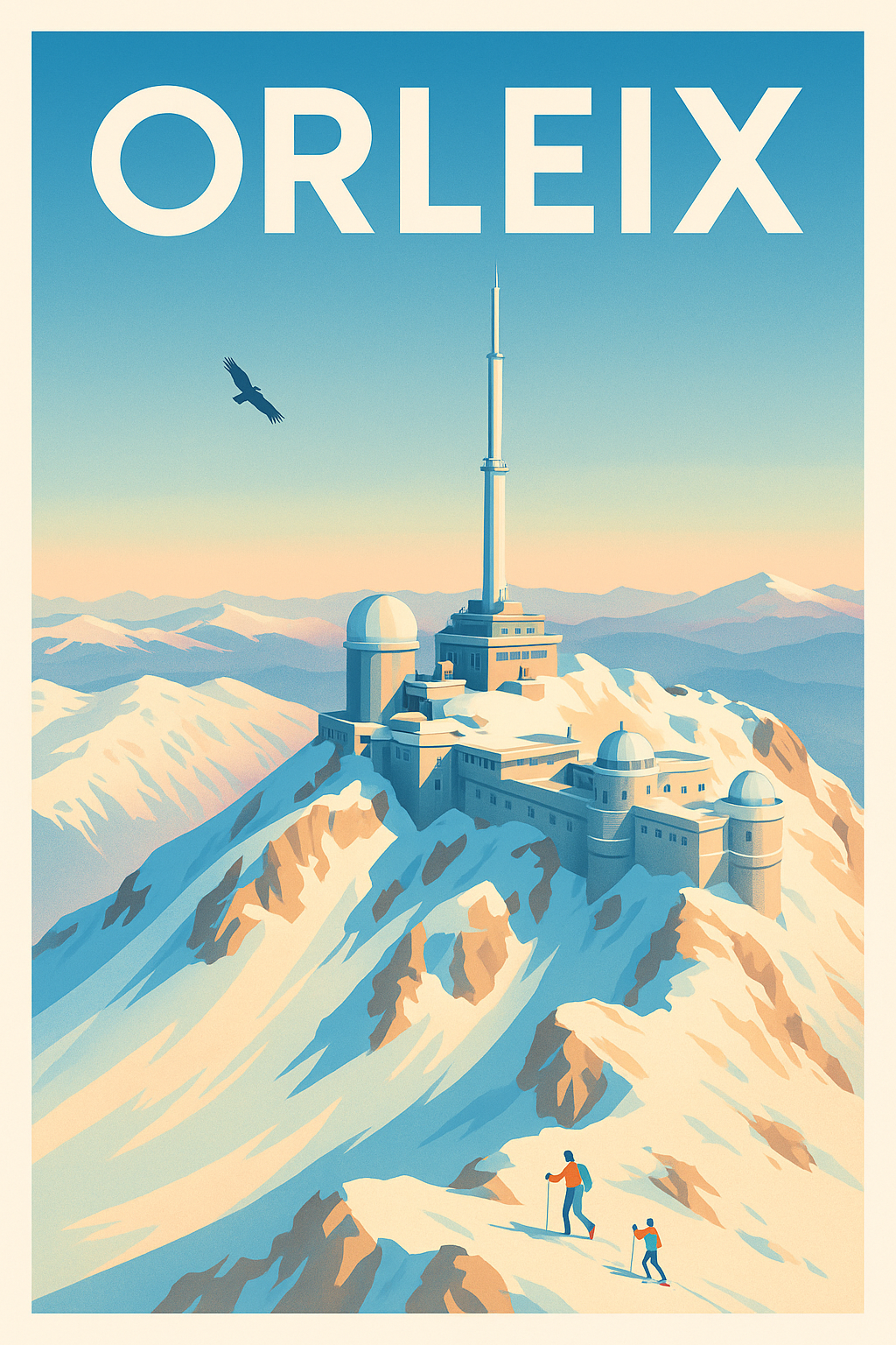 Hautes-Pyrénées France Pas de Cadre / 20 × 30cm Affiche Orleix - L'ascension des sommets enneigés