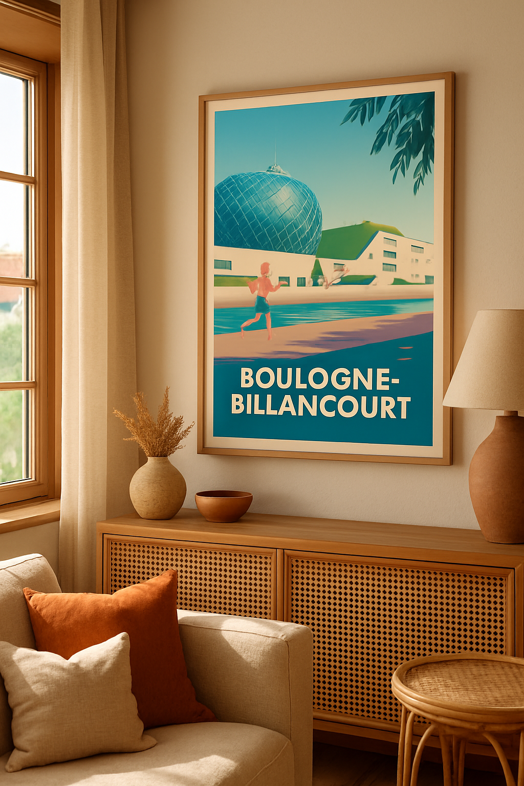 Affiche Boulogne-Billancourt — Escapade urbaine et moderne · poster d'art de Boulogne-Billancourt