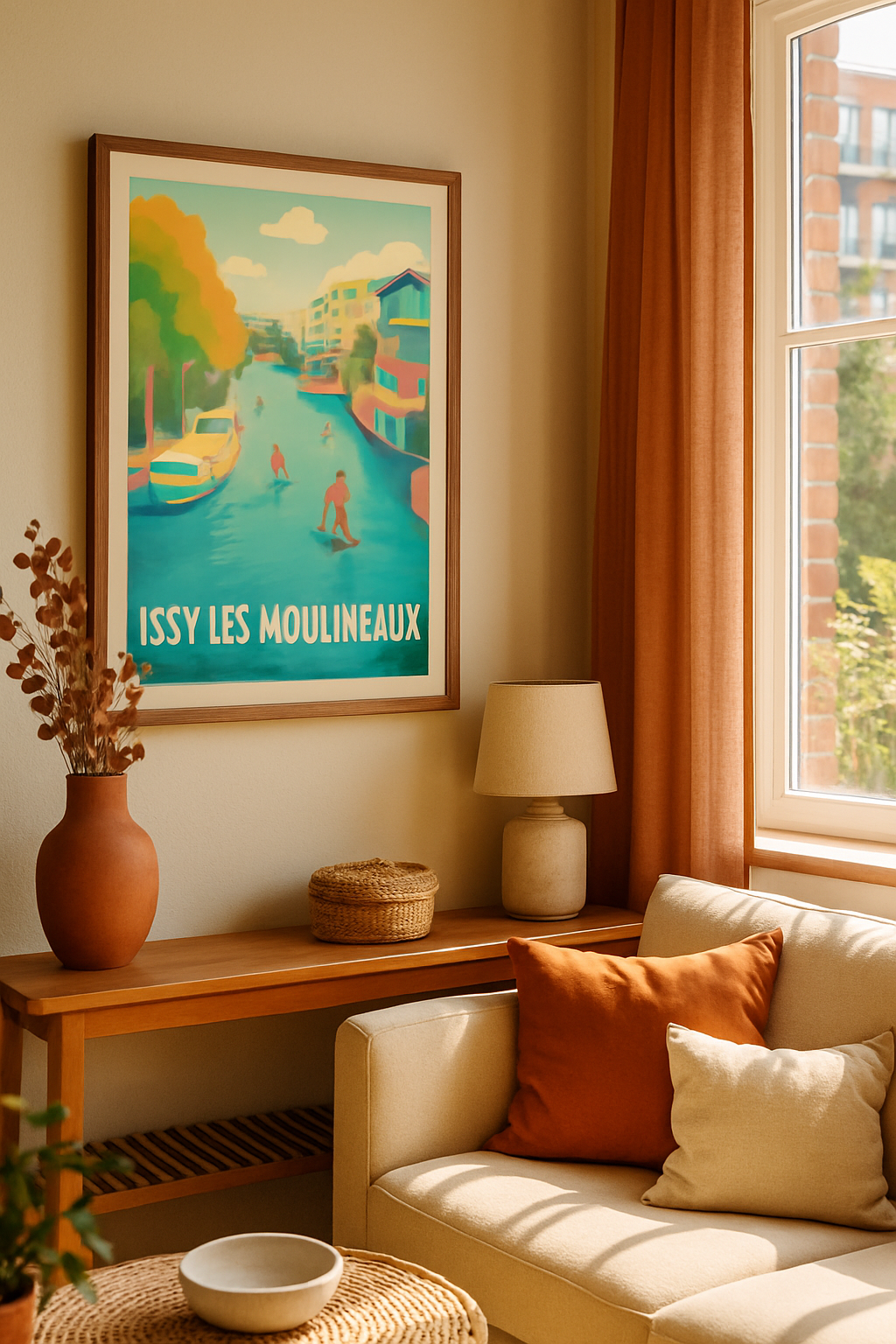 Affiche Issy-les-Moulineaux — Plaisirs aquatiques et douceur de vivre · poster d'art de Issy-les-Moulineaux
