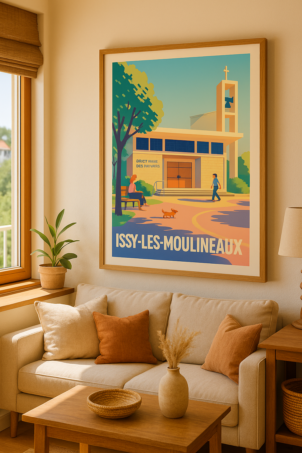 Affiche Issy-les-Moulineaux — Tranquillité et charme urbain · poster d'art de Issy-les-Moulineaux