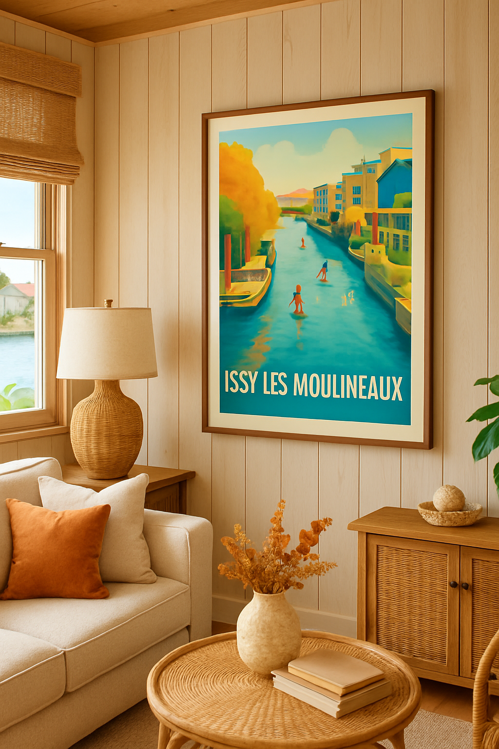Affiche Issy-les-Moulineaux — Une balade paisible sur la Seine · poster d'art de Issy-les-Moulineaux