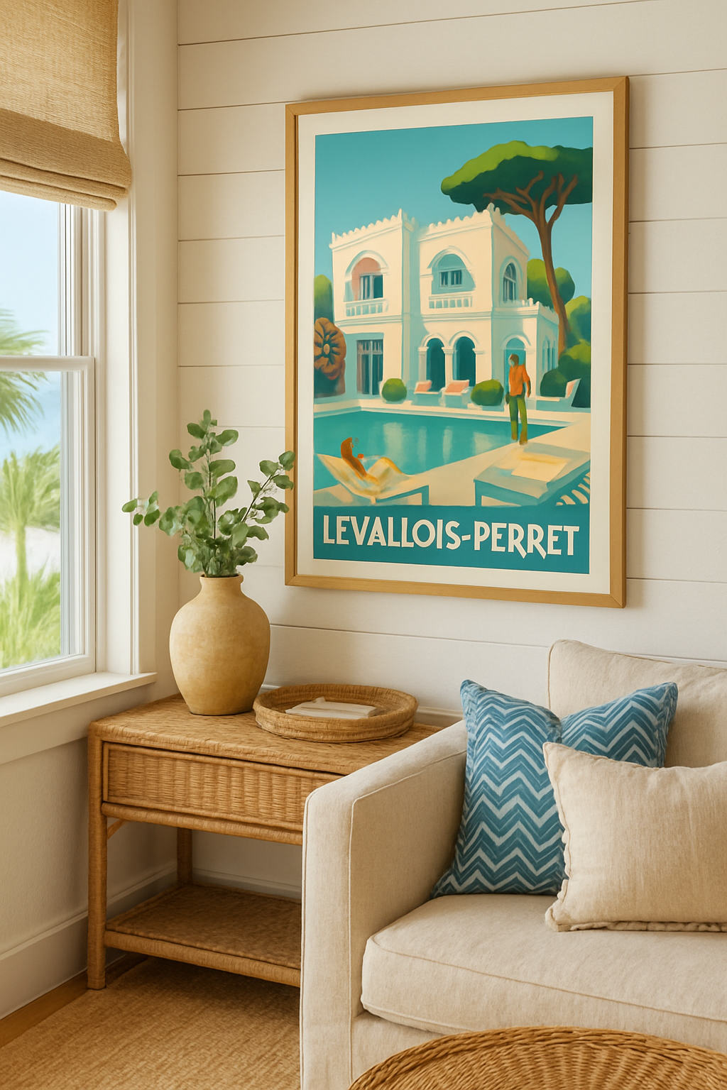 Affiche Levallois-Perret — Évasion et Sérénité au Bord de la Piscine · poster d'art de Levallois-Perret