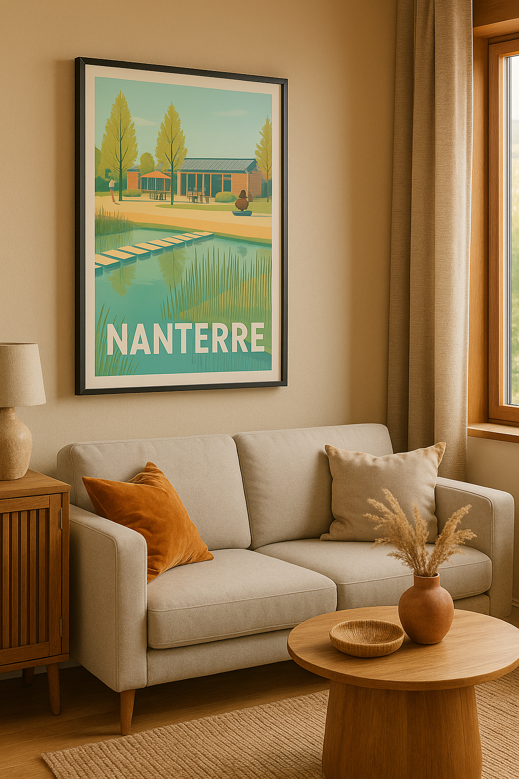 Affiche Nanterre — Tranquillité au bord de l'eau · poster d'art de Nanterre