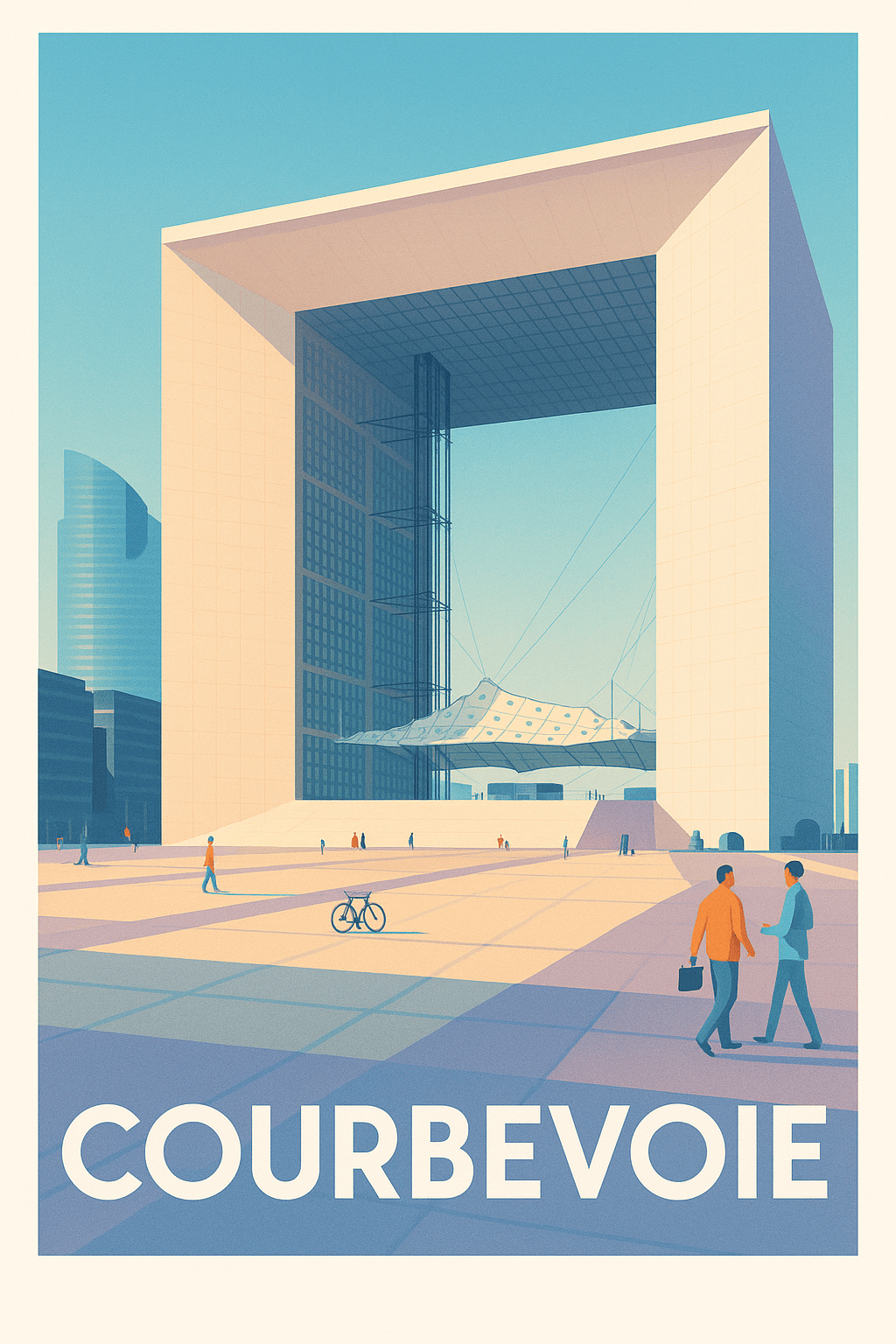 Hauts-de-Seine France Pas de Cadre / 20 × 30cm Affiche Courbevoie - L'élégance moderne de La Défense