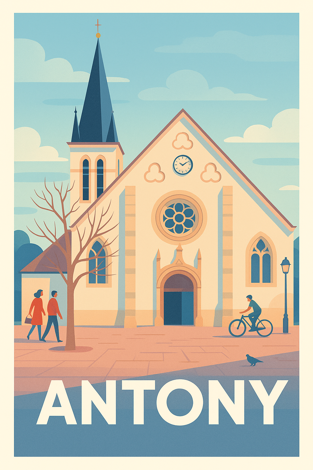 Hauts-de-Seine France Pas de Cadre / 20 × 30cm Affiche de Antony - Charme et Sérénité à l'Église Centrale