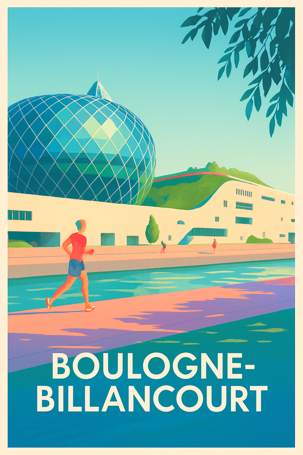 Affiche Boulogne-Billancourt — Escapade urbaine et moderne · poster d'art de Boulogne-Billancourt
