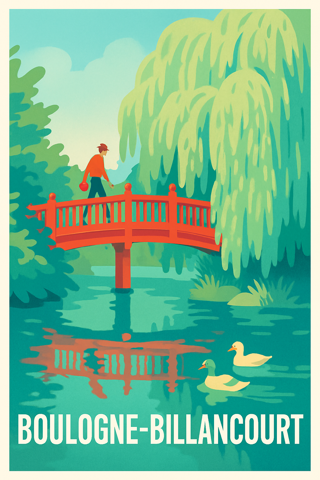 Hauts-de-Seine France Pas de Cadre / 20 × 30cm Affiche de Boulogne-Billancourt - Havre de paix et nature urbaine