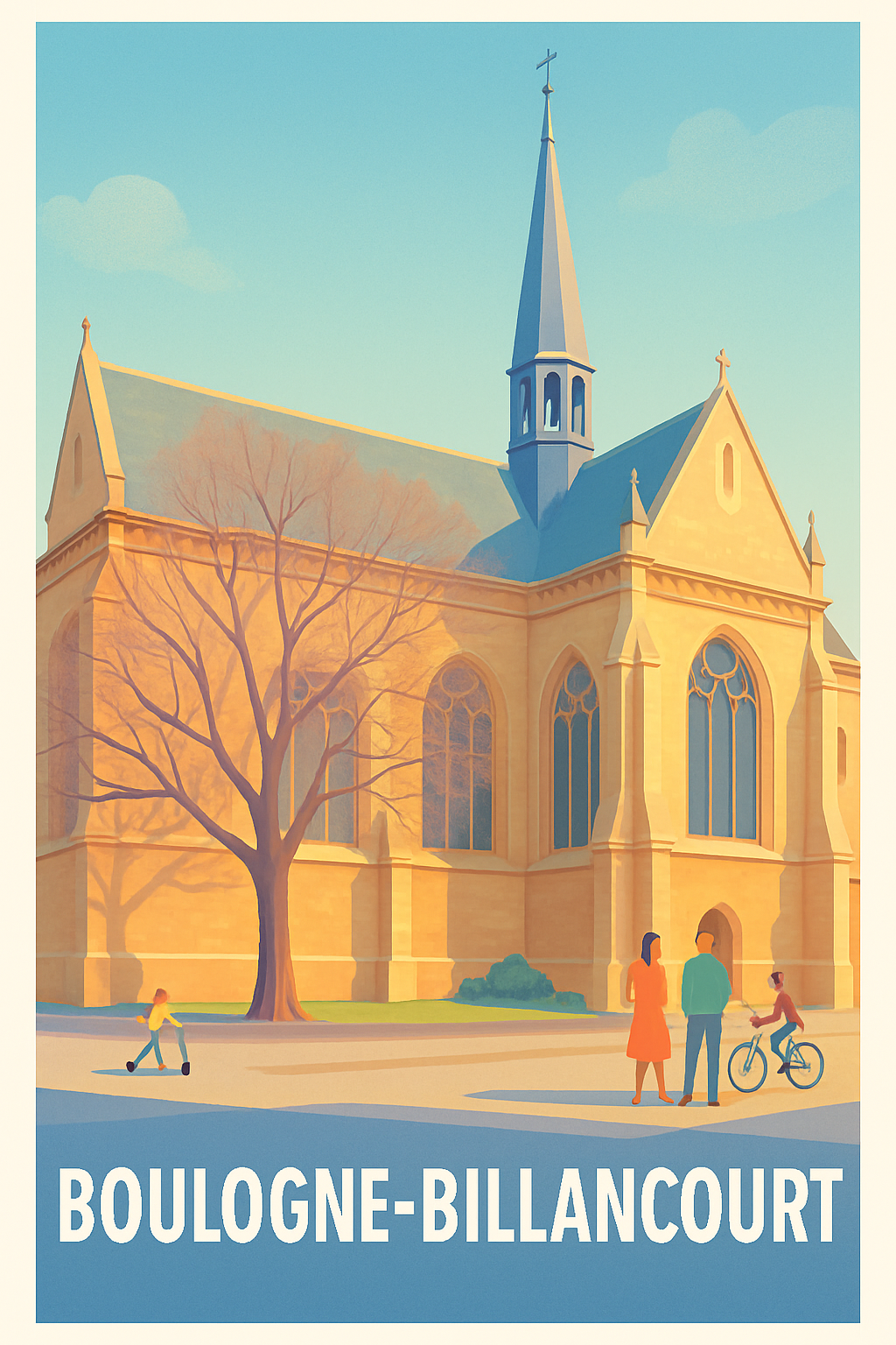 Hauts-de-Seine France Pas de Cadre / 20 × 30cm Affiche de Boulogne-Billancourt - Lumières et vie urbaine au cœur de la ville