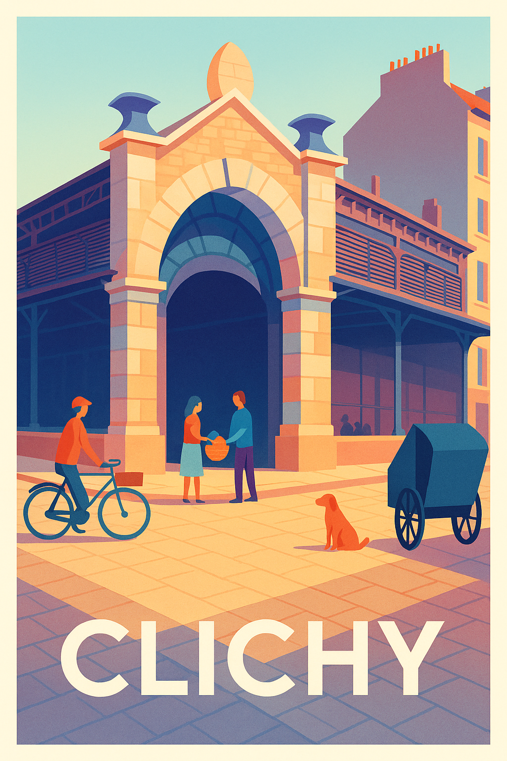 Hauts-de-Seine France Pas de Cadre / 20 × 30cm Affiche de Clichy - Charme et vie quotidienne au coeur de la ville