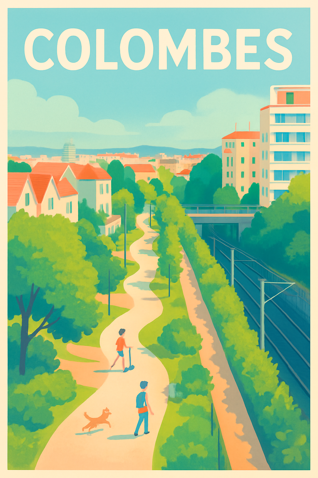 Affiche Colombes — Promenade champêtre en ville · poster d'art de Colombes