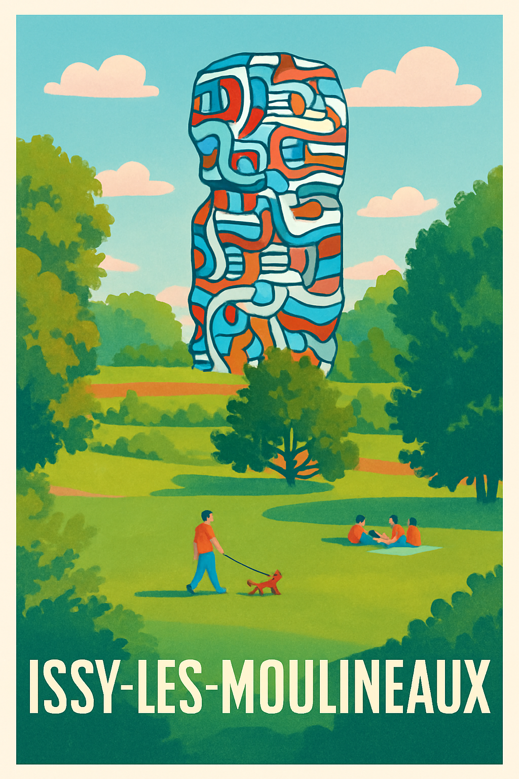 Affiche Issy-les-Moulineaux — Havre de Nature et d'Art Moderne · poster d'art de Issy-les-Moulineaux