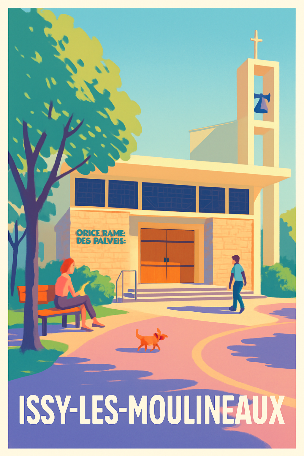 Affiche Issy-les-Moulineaux — Tranquillité et charme urbain · poster d'art de Issy-les-Moulineaux