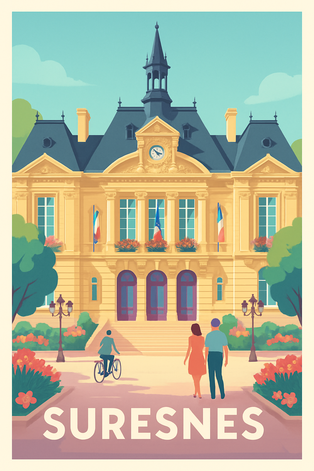 Hauts-de-Seine France Pas de Cadre / 20 × 30cm Affiche de Suresnes - Élégance et Sérénité au Cœur de la Ville