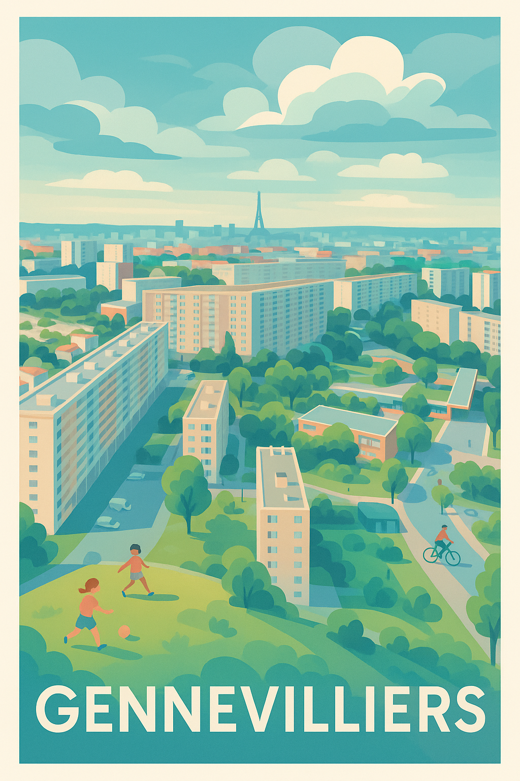 Hauts-de-Seine France Pas de Cadre / 20 × 30cm Affiche Gennevilliers - Tranquillité urbaine et nature en harmonie