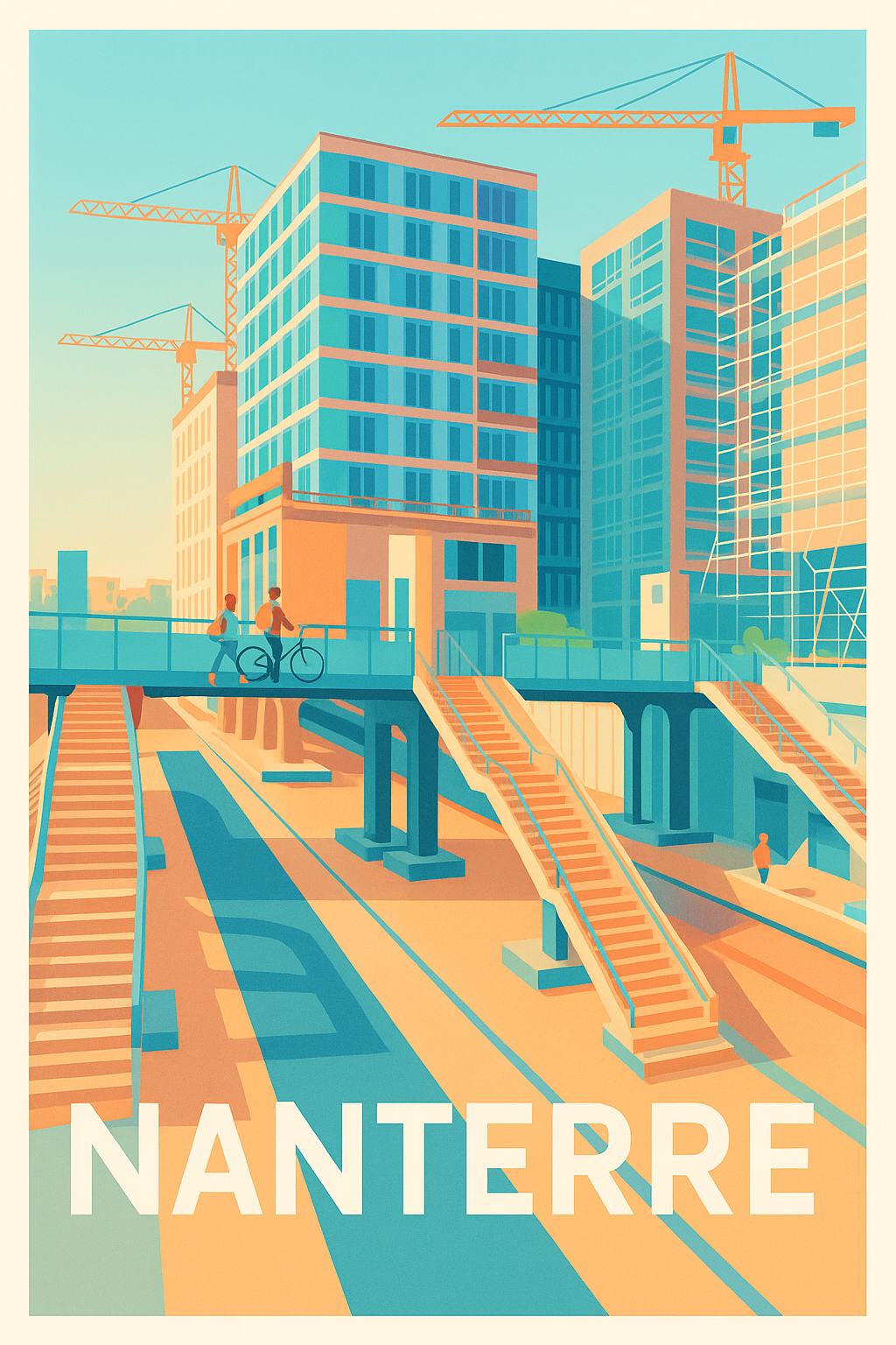 Hauts-de-Seine France Pas de Cadre / 20 × 30cm Affiche Nanterre - Une vision urbaine moderne