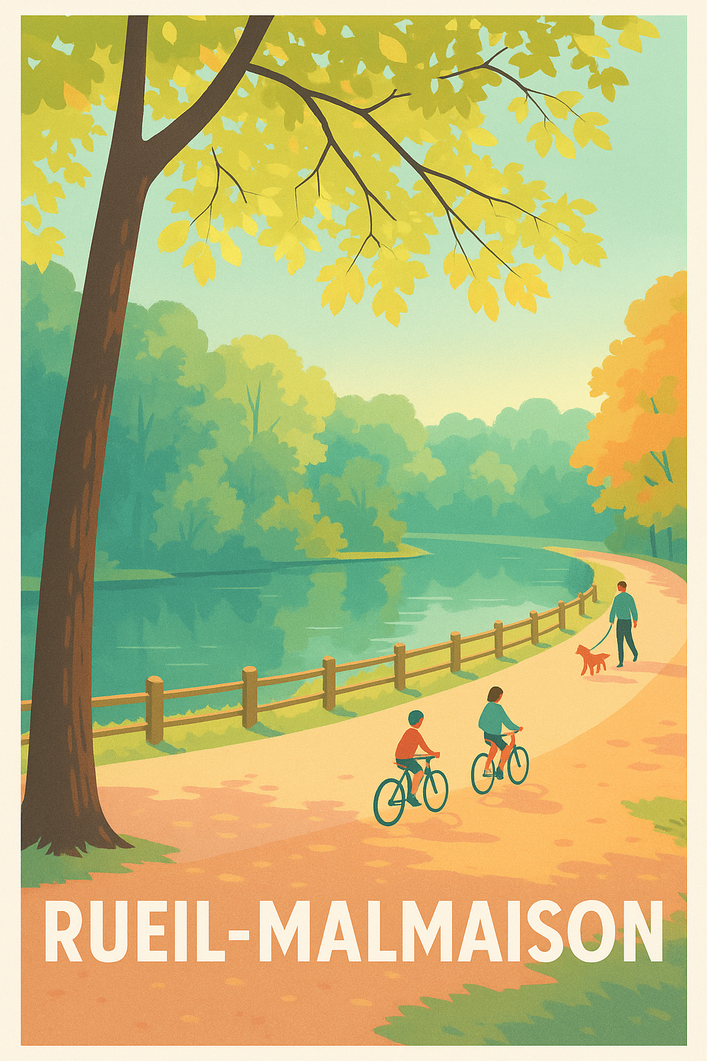 Hauts-de-Seine France Pas de Cadre / 20 × 30cm Affiche Rueil-Malmaison - Balade bucolique au bord de l'eau