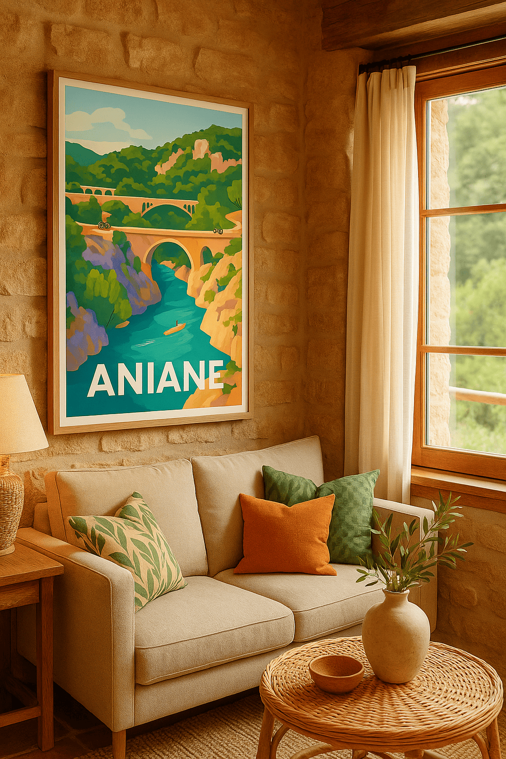 Hérault France Affiche de Aniane - Évasion et nature au fil de l'eau