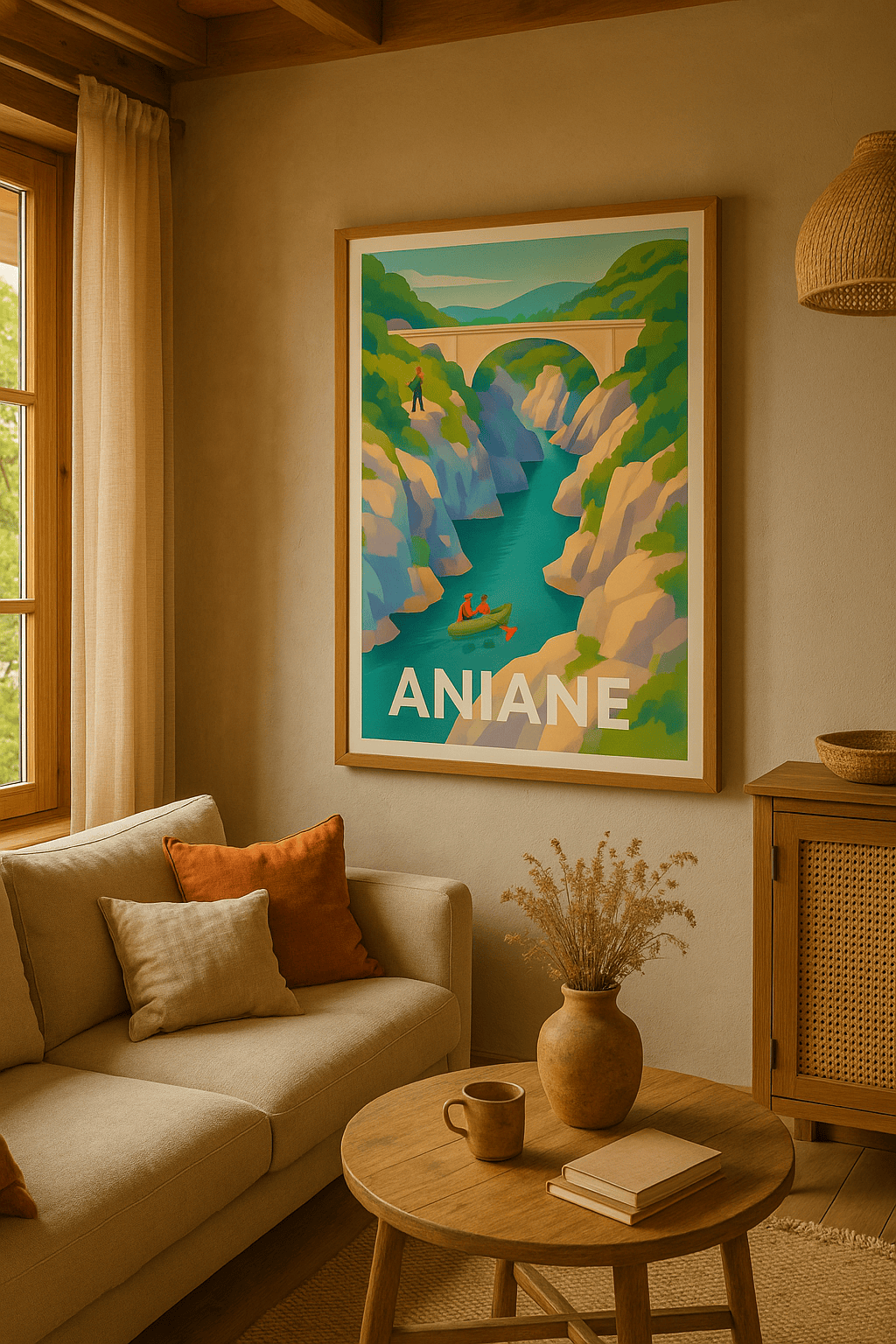 Hérault France Affiche de Aniane - Évasion nature entre gorges et rivières
