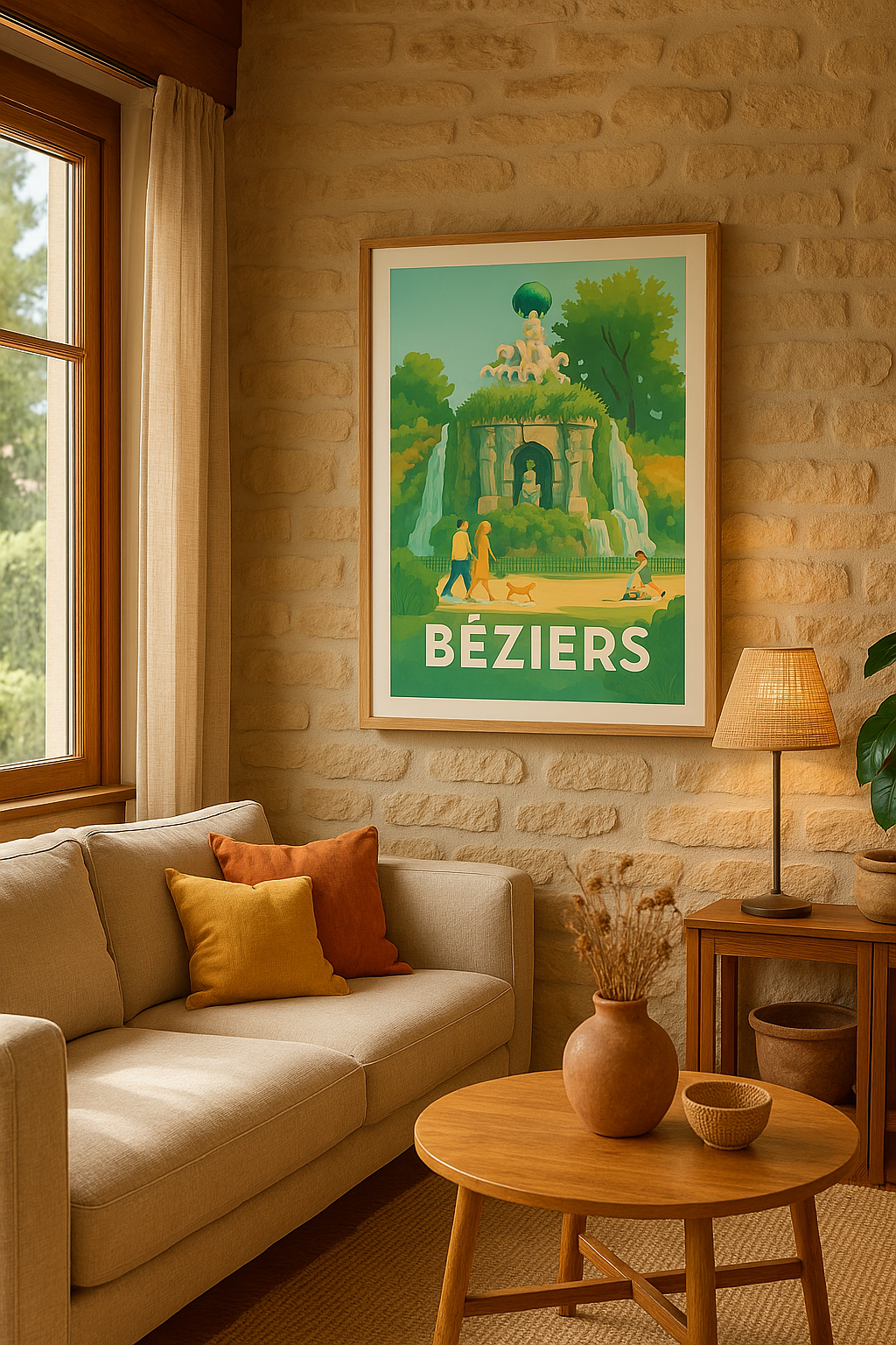 Hérault France Affiche de Béziers - L'âme paisible de la fontaine monumentale