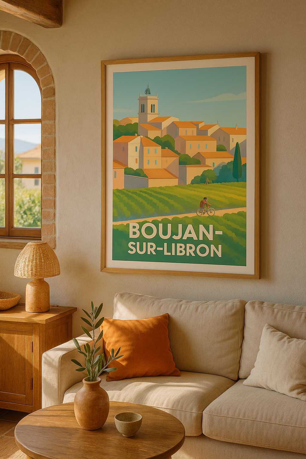 Affiche Boujan-sur-Libron — Charme et douceur du Sud · poster d'art de Boujan-sur-Libron